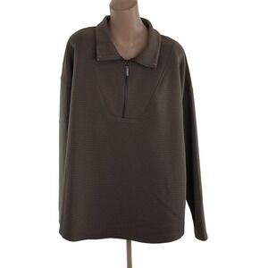 Kinesis‎ Pullover Top Womens 2X Brown Half Zip Ribbed Active Stretch Flat Seams
